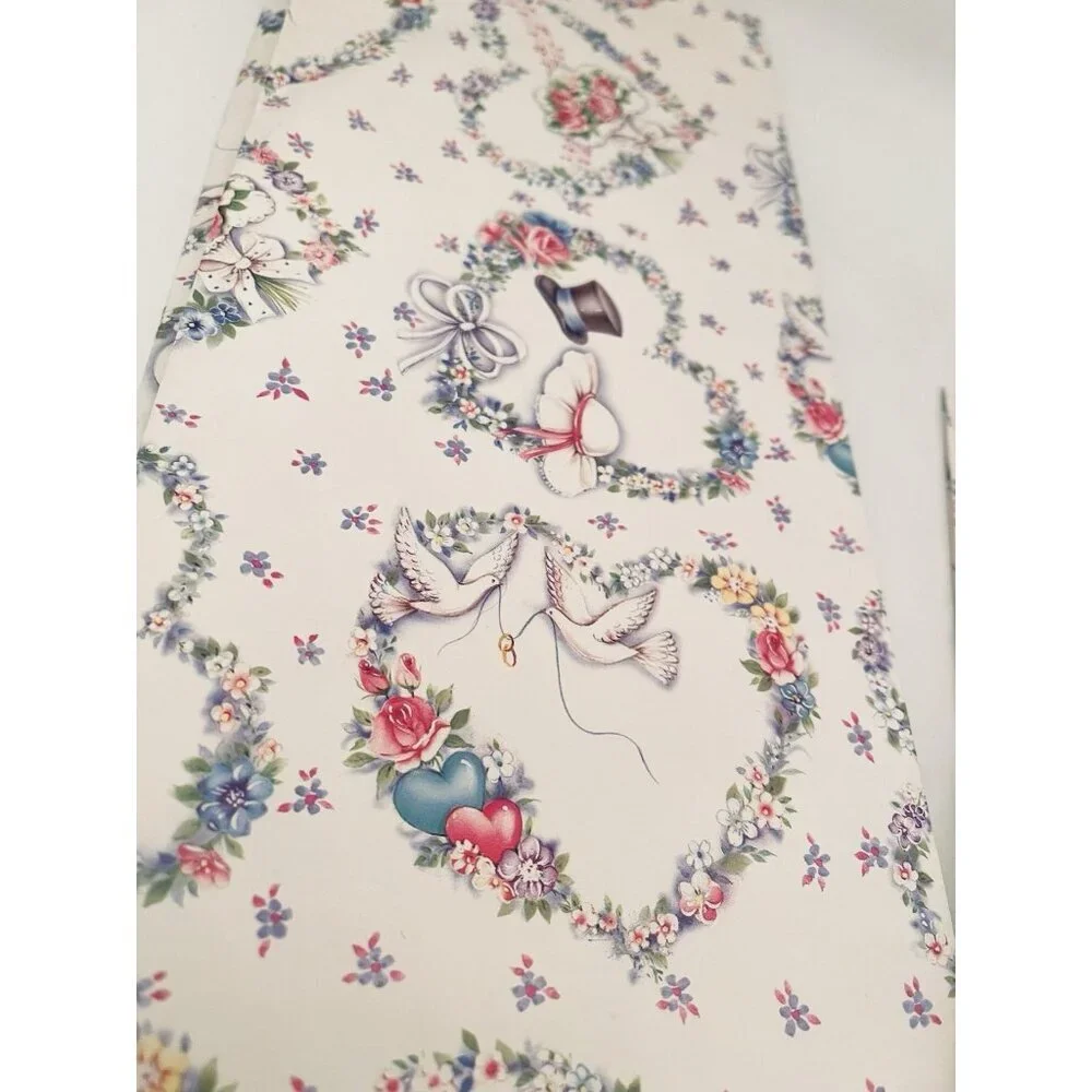 Vintage Wedding Gift Wrap 3 Sheets 39x27” Wrapping Paper Bridal Shower Doves